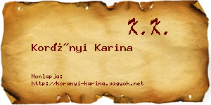 Korányi Karina névjegykártya